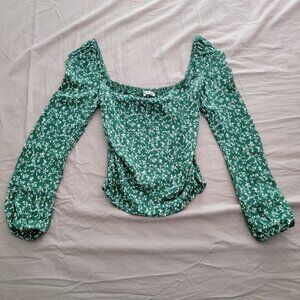 Reformation | Green floral blouse